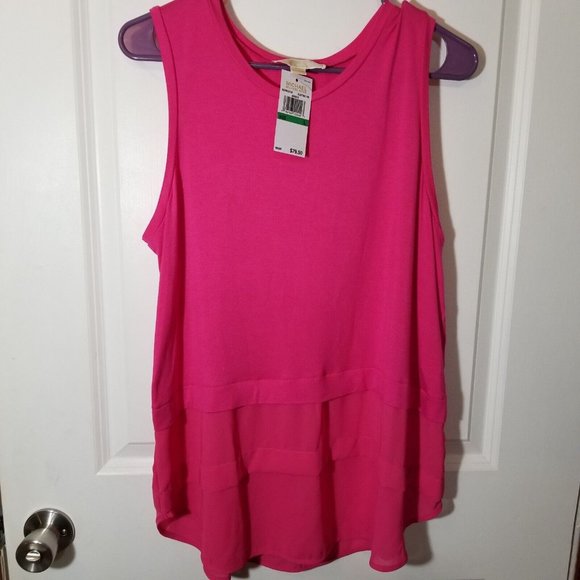 New Michael Michael Kors Top (QS25KG2T45) Electric Pink Sleeveless in Size Large - Picture 1 of 6